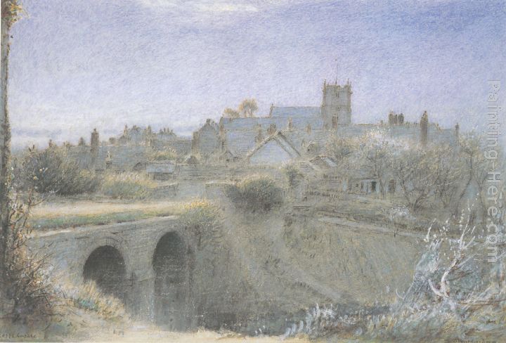 The Village of Corfe painting - Albert Goodwin The Village of Corfe art painting